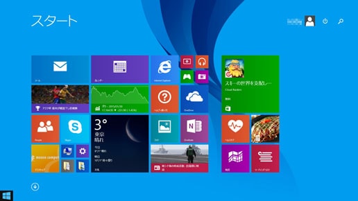 スティック型PCのホーム画面（Windows 8.1の場合）